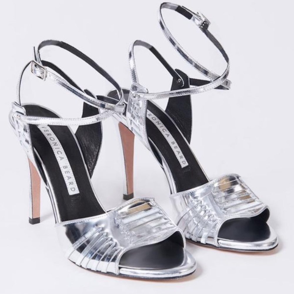 Veronica Beard Huarache Sandal in Silver 37.5